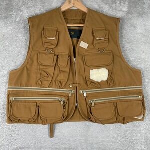 Vintage Woodland Utility Hunting Vest Mens XL Brown Outdoor Tactical Fishing